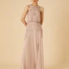 Monsoon Embellished Maxi Dress In Recycled Polyester Pink