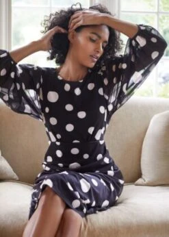 Phase Eight Vita Spot Print Jersey Dress, Black/White