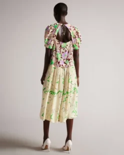 Ted Baker Elliino MIB Chuck On Dress With Cut Out Detail, Yellow/Multi -EleganceWear Store 261331 PINK 4 e1657518686365
