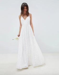 ASOS EDITION Joni Sequin Cami Wedding Dress, White
