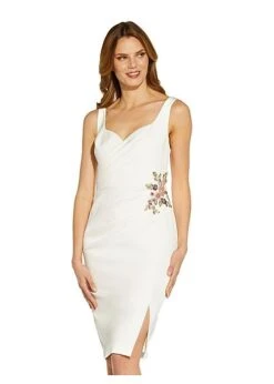 Adrianna Papell Sweetheart Crepe Cocktail Dress, Ivory -EleganceWear Store Adrianna Papell Sweetheart Crepe Cocktail Dress Ivory
