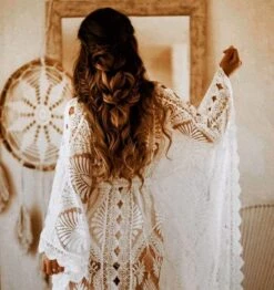 Bibiluxe Lace Kaftan, Brides Lace Kimono Robe, Beach Cover Up, Boho Wedding Dress