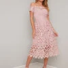 Chi Chi Lizia Lace Off The Shoulder Dress, Pink/Blush