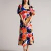 Ted Baker HARPIA Floral Midi Dress, Black/Multi