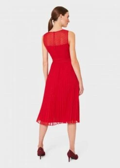 Hobbs Palmer Jacquard Pleated Dress, Red -EleganceWear Store Hobbs Palmer Jacquard Pleated Dress Red1 e1598347084959