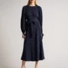 Ted Baker LIVELA Spot Jacquard Midaxi Dress, Navy Blue