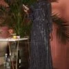 Phase Eight Jaylin Sequin Stripe Maxi Dress, Black/Silver