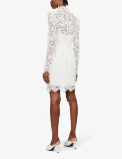 Jenny Yoo Hart High-neck Stretch-lace Mini Dress, Ivory 5 Jenny Yoo Hart High-neck Stretch-lace Mini Dress, Ivory -EleganceWear Store R03811474 IVORY ALT03