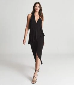 Reiss Xena Strappy Open Back Cocktail Dress, Black