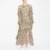 Ted Baker TURING Frilled Printed Midi Dress, Ivory/Multi