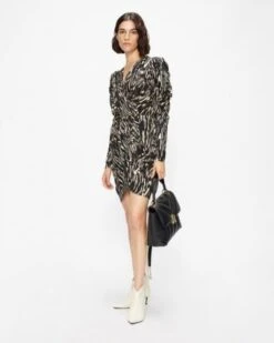 Ted Baker TILLLY Zebra Stripe Jersey Mini Dress, Black/White