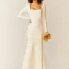Coast Long Sleeve Bridal Maxi Dress With Trail, Ivory