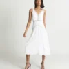 Reiss Alberta Lace Trim Midi Dress, White