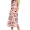Adrianna Papell Floral Printed Bias Midi Dress, Light Pink/Blush/Multi