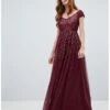 Amelia Rose Embellished Ombre Sequin Maxi Dress, Berry