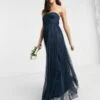 ASOS Anaya With Love Bridesmaid Tulle Bandeau Maxi Dress In Navy