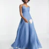 ASOS DESIGN Bridesmaid Cami Maxi Dress With Ruched Bodice And Tie Waist, Light Blue