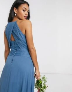 ASOS DESIGN Bridesmaid Pinny Maxi Dress With Ruched Bodice And Layered Skirt Detail, Blue -EleganceWear Store asos design bridesmaid pinny maxi dress with ruched bodice and layered skirt detail blue1