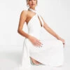 ASOS DESIGN Twist Halter Side Tux Maxi Dress In Ivory