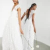 ASOS EDITION Alexandra Cap Sleeve V Neck Lace Wedding Dress, Ivory