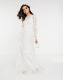 ASOS EDITION Ava All Over Embellished And Embroidered Wedding Dress, Ivory