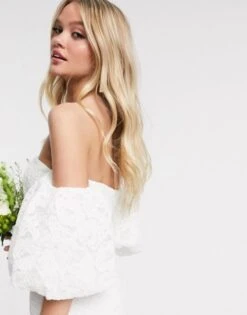 ASOS EDITION Chelsea Off Shoulder Lace Wedding Dress, White -EleganceWear Store asos edition chelsea off shoulder lace wedding dress white3 e1586963299796