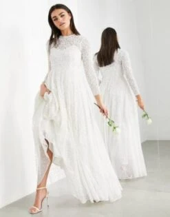 ASOS EDITION Dominique Embellished Wedding Dress With Full Skirt, White