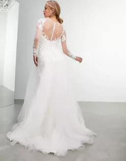 ASOS EDITION Eleanora Off Shoulder Embroidered Wedding Dress Sleeves, Ivory -EleganceWear Store asos edition eleanora off shoulder embroidered wedding dress sleeves ivory1