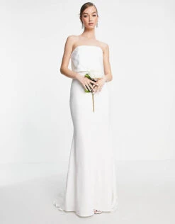 ASOS EDITION Evelyn Satin Bandeau Wedding Dress, Ivory