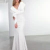 ASOS EDITION Everly Bardot Long Sleeve Crepe Wedding Dress, Ivory