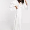 ASOS EDITION Extreme Cape Sleeve Maxi Wedding Dress In Ivory