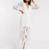 ASOS EDITION Gayle Blouson Sleeve Embroidered Applique Wedding Dress, White