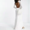 ASOS EDITION Genevieve Linear Sequin Wedding Dress With Fishtail, Ivory