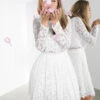 ASOS EDITION Gigi Crop Top Lace Mini Wedding Dress, Ivory