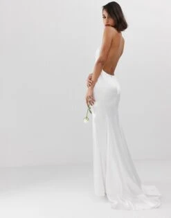 ASOS EDITION Halter Backless Maxi Wedding Dress, Ivory
