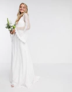 ASOS EDITION Lace Kimono Sleeve Wedding Dress, Ivory