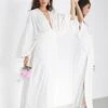 ASOS EDITION Luna Embroidered Satin Kimono Wedding Dress, Ivory
