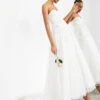ASOS EDITION Matilda Bandeau Wedding Dress With Full Skirt And Floral Embroidery, Ivory