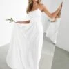 ASOS EDITION Rosie Satin Cami Wedding Dress With Square Neck, Ivory