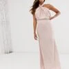ASOS EDITION Ruched Halter Neck Maxi Bridesmaid Dress, Blush/Pink