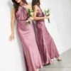 ASOS EDITION Satin Ruched Halter Neck Maxi Dress In Orchid/purple