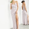 ASOS EDITION Satin Cami Maxi Dress With Drape Detail In Pale Lavender