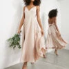 ASOS EDITION Satin Midi Dress With Tie Back In Blush