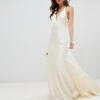 ASOS EDITION Satin Panelled Wedding Dress With Fishtail, Oyster