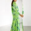 ASOS EDITION Satin Wild Flower Print Maxi Dress, Green/Multi