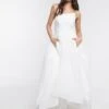 Bariano Full Maxi Dress With Organza Bust Detail In White