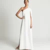 Reiss Nina Cape One Shoulder Maxi Dress, White