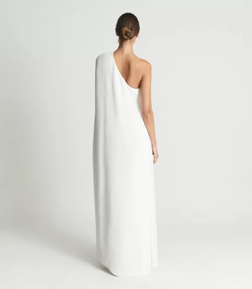 Reiss Nina Cape One Shoulder Maxi Dress, White 2 Reiss Nina Cape One Shoulder Maxi Dress, White - Image 2
