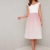 Chi Chi Afia Ombre Dress, White/Pink