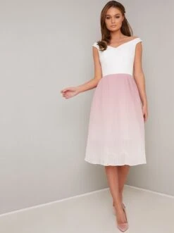 Chi Chi Afia Ombre Dress, White/Pink